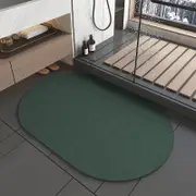 GGP Oval Dark Green Quick Dry Absorbent Non Slip Bath Rug For Bathroom, Kitchen & Entryway 60X90Cm