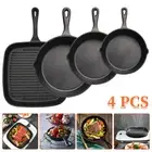 14-24cm Non Stick Frying Pan Set 4PC Cast Iron Steak Skillet BBQ Cookware Frypan