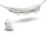 Gardeon Hammock, 2 Person Bed Portable Camping Swing Hanging Chairs Hammocks Patio Backyard Porch Outdoor Indoor Furniture, 150kg Capacity Handcrafted Tassels Beige