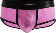 [FEOYA] Men's Metallic Shiny Boxer Briefs Sexy Mesh Pouch Bulge Low Rise Short Leg Trunks Hot Pants Underwear