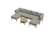 Livsip 7 Piece Outdoor Lounge Sofa Set Garden Furniture Dining Table Chairs Grey
