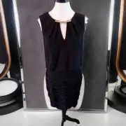 Aidan Mattox Dress Size 8 Black Ruched Bodycon Stretch NEW