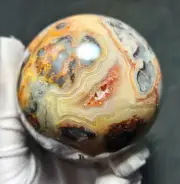 TOP 401.5G 65mm Natural Polished Crazy Banded Agate Crystal Sphere Ball YT874