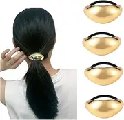 papasgix Metal Hair Ties, Metal Geometric Elastic Hair Ties, Hair Cuff Wrap Hair Ties for Thick Hair Gold Ponytail Cuff Elastic Hair Ties for Women Hair Accessories (Gold Set 01)