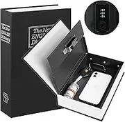 KYODOLED Diversion Book Safe with Combination Lock, Secret Hidden Metal Lock Box,Money Hiding Collection Box,9.5" x 6.2" x 2 .2" Black Large
