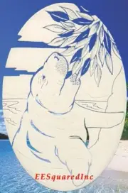 Manatee Bust Static Cling Window Decal OVAL 8x12 Tropical Manatees Decor NEW