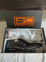 Steven Land SL0098, Ombre leather dress shoe, monk strap, Dark Grey, Size 11 Men