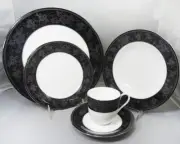 BELGIAN LACE BLACK CAE05 Mikasa 5 Piece Place Setting NEW NEVER USED made Japan