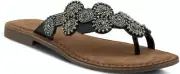 AZURA MAYRA BLACK LEATHER BEADED FLAT TOE LOOP SANDAL US 9 EUR 40