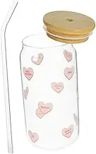 Cabilock Glass Coffee Cups Borosilicate Glass Juice Cups with Lid and Straw for Home and Restaurant for Milk Juice and Beverages Option