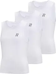[Runhit] 3 Pack Boys Compression Tank Top Youth Athletic Quick Dry Base Layer Shirt White M