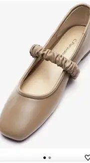C.Paravano Women's Mary Jane Flats | Square Toe Ballet Flats with Strap | Camel