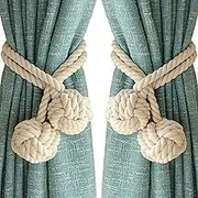 LissomPlume Knit Curtains Tieback Buckle Drapery Tassel Holdback Rope Tie Ball