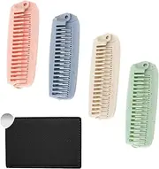 Pack of 4 Folding Combs, Travel Folding Comb, Pocket Brush, Portable Mini Folding Comb, Double Headed Folding Comb with Mirror for Women and Girls (Pink, Green, Blue, Beige)