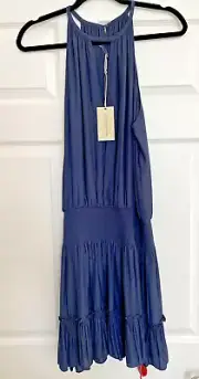 Ramy Brook Tech Preston Dress Sleeveless Navy Blue M $425