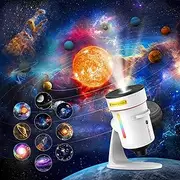 Galaxy Projector,4K HD Realistic Star Planetarium Projector with 10 Film Discs, 360° Rotatable Space Solar System Ceiling Projec-tor with Timer & 8 Color Lights for Kid Room Decor (White)