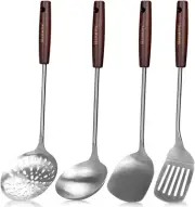 15 Inch Large Spatula Slotted Turner Soup Ladle 304 Stainless Steel Wok Spatula