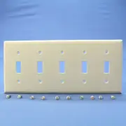 Cooper 2155LA Light Almond 5-Gang Toggle Light Switch Cover Thermoset Wallplate