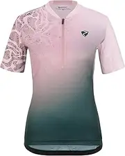 [Ziener] Women's Nelenia Cycling Jersey - Mountain Bike | Road Bike - Breathable, Quick-Drying, Elastic, Short Sleeve, Dark Jungle, 44