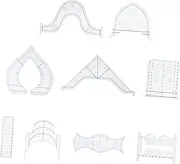 Operitacx Patchwork Ruler Set 9pcs Quilting Templates Acrylic Material Abrasion-Resistant Flexible Sewing Tools