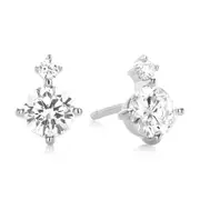 Sterling Silver with Round White Cubic Zirconia Stud Earrings