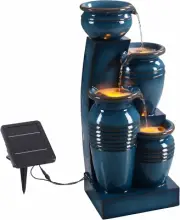 28.74" 4-Tier Outdoor Solar Water Fountain with LED Lights, Blue