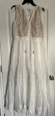 NWT Sundance Catalog, Embroidered Ivory, White Dress” Size XS