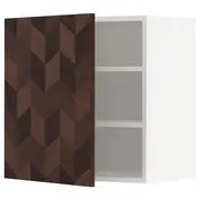 METOD wall cabinet with shelves, white Hasslarp/brown patterned, 60x37x60 cm