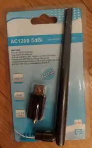 AMBOLOVE AC1200 WiFi Dual Band USB Adapter with 5dBi Antenna - NEW
