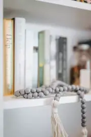 Eco-friendly Gray Wood Bead Garland with Tassels 58 in