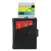 Pierre Cardin Leather Smart Slide Card Holder Tab Wallet in Black