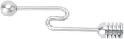 Household 304 Stainless Steel Honey Spoon Stirrer Mixing Stick Kitchen Cooking Tools for Home and Office Use with Curved Handle Food Grade Material Easy to Clean Durable