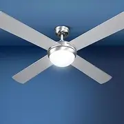 Devanti 52'' Ceiling Fans, Fan Lights and Remote for Bedroom Living Room Indoor, AC Motor Control LED Light 3 Speed 130cm Reversible Silver Quiet Breezes Color Lighting