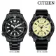 【CITIZEN 星辰】PROMASTER鋼鐵河豚系列水鬼機械錶矽膠鋼帶款44mm(NY0135-80E全黑/NY0138-14X米)