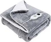 oolong Heated Blanket Electric Throw 130x180cm with 6 Heat Settings & 9H Auto Off Heating Blanket, Detachable Controller Machine Washable Soft Plush Blankets Overheat Protection (Grey)