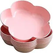 WUMUZAI 5 Pack Small Dessert Bowls 21oz, 7 Inch Wheat Straw Snack Appetizer Plates, Pinch Prep Bowls for Cooking, Seasoning Spice Dipping Bowls Dishes, Reusable Cake Plates for Party BBQ (Pink)