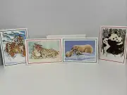 Vintage 12 World Wildlife Fund Christmas Holiday Cards Tiger Panda Bear Cheetah