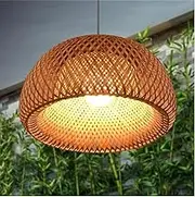 Vintage Woven Pendant Lamp,Natural Bamboo Rattan Handmade Ceiling Light,Round Height Adjustable Modeling Chandelier Restaurant Bedroom Garden Hanging Lights Cafe Bar Decorative Lighting (30cm)(38cm)