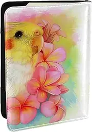[JEJEA] Cute Cockatiel Print Travel Organizer Credit Cards Case Passport BookPassport Holder Cover Wallet forTraveling,, Black, One Size