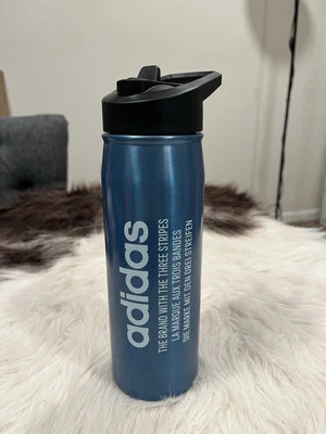 Adidas 600ml Straw Top Metal Water Bottle Hot/Cold Double Wall Insulated