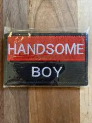 Service Dog/Dog Harness Handsome Boy Red And Black Hook & Loop Patch