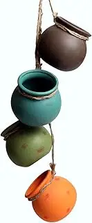 4PCS 4.0 Inch Succulent Planters - Dangling Ceramic Pot Wall or Ceiling Mount Hanging Plant Pot Pendant Basket for Cactus