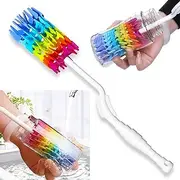 Bottle Brush Cleaner-Baby Milk Bottle Cleaner Soft Silicone Bottle Brusher / 360 degree Rotating Long Handle brush for Washing Beer, Wine, Kombucha, Decanter, Narrow Neck Brewing Bottles