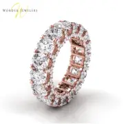 5.5ctw Oval Diamond U-Shape Pave Set Eternity Band 14K Rose Gold (G-H/VS2)