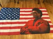 weeknd American Flag tapestry, great pic of him 3x5’, HipHop New. M