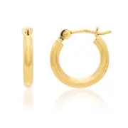10K/14K Solid Gold Shiny Polished Baby Round Creole Hoop Earrings Small Sizes