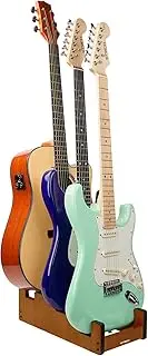 STRICH Wooden Guitar Stand for Multiple Guitars, 3-Holder, Front Display Space-Saving Floor Guitar Rack for Home, Studio, Stage, Mahogany Color, GS-2M (For 2 Electric+1 Acoustic)