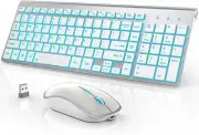 J Wireless Keyboard and Mouse Combo with 7 Backlit Options,Quiet Light Up Key...
