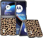 [coque] for Motorola Razr 40 Ultra Mobile Phone Case, Foldable Mobile Phone Case with Leopard Print Motorola Razr 40 Ultra (Yellow)