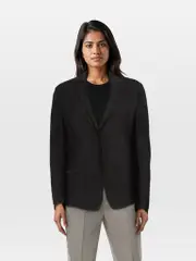 Black Linen Single Breasted Blazer